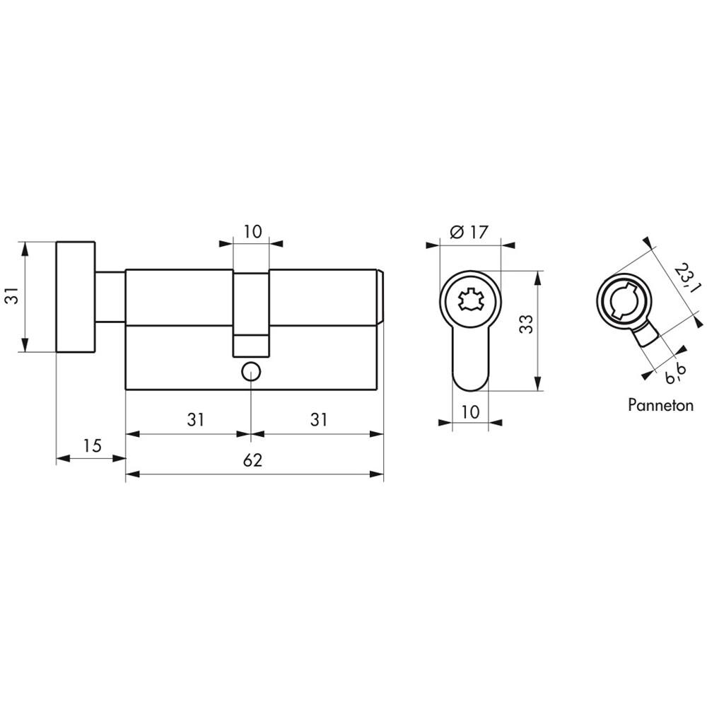 Cilindro Europeo Per Serratura A Pomolo Surveyor, 31x31mm, Ottone, Anti-sfilamento, 4 Chiavi - - Foto 2
