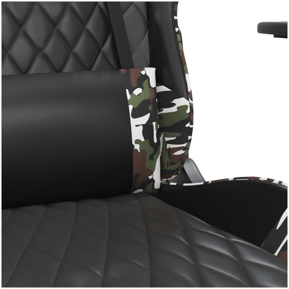 Sedia Gaming Massaggio Poggiapiedi Nero e Mimetico Similpelle - Foto 2