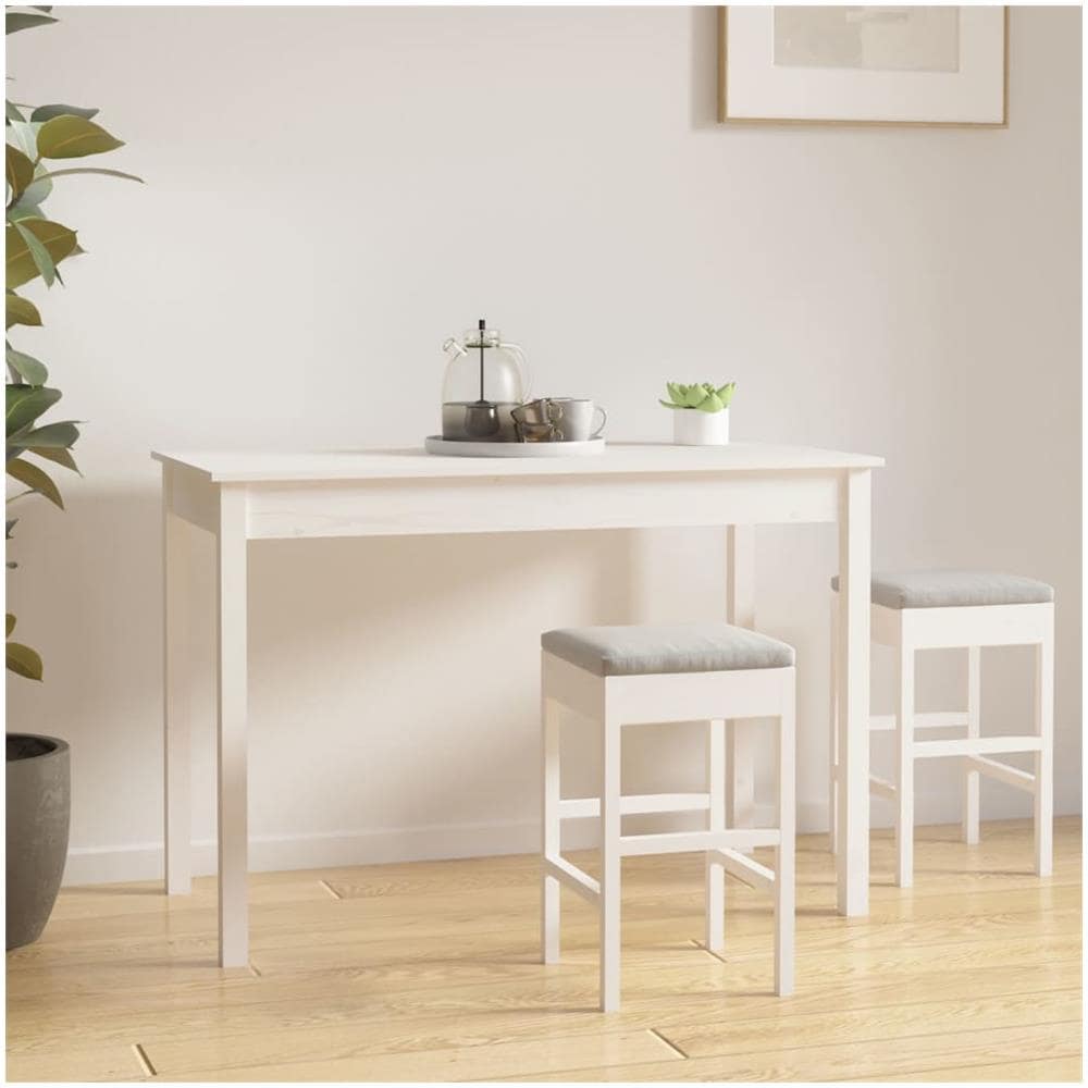Tavolo Da Pranzo Bianco 110x55x75 Cm In Legno Massello Di Pino - Foto 1