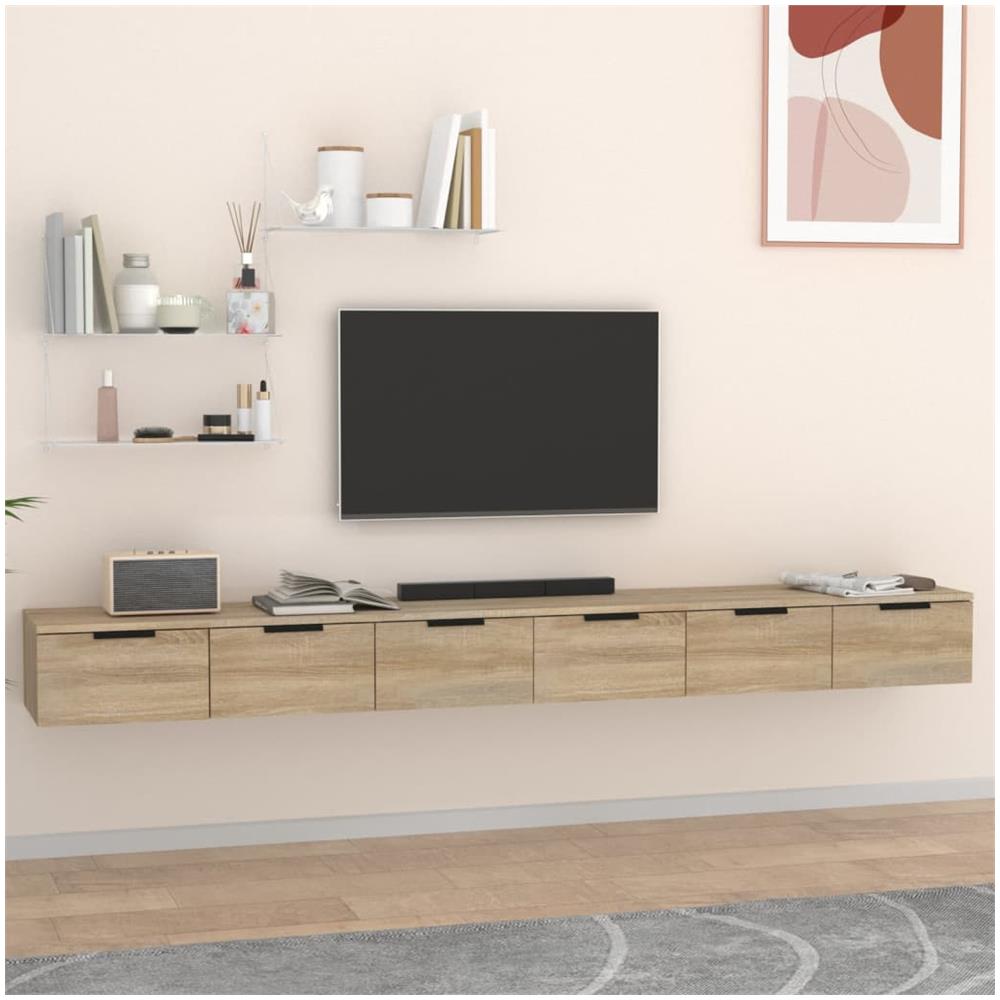 Mobili Muro 2 Pz Rovere Sonoma 102x30x20cm In Legno Multistrato - Foto 1