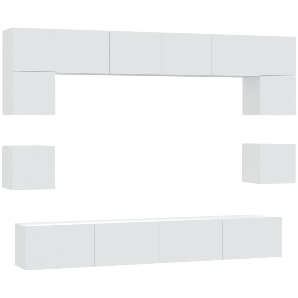 Set Mobili Porta Tv 8pz Bianco In Legno Multistrato - Foto 2
