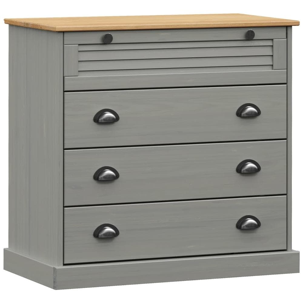 Cassettiera Vigo Grigia 80x40x76 Cm In Legno Massello Di Pino - Foto 1