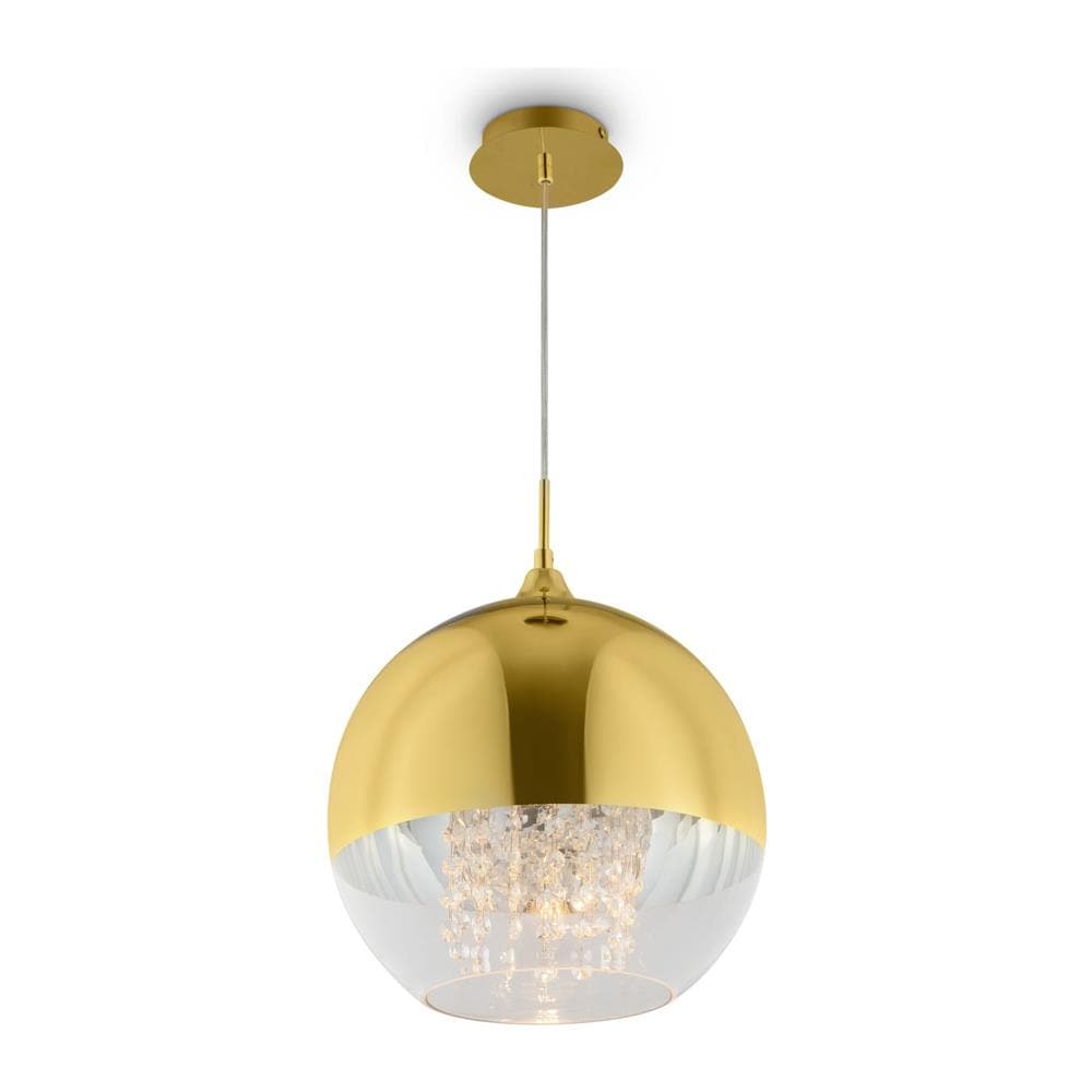 Lampadario Contemporaneo Fermi Metallo Oro 1 Luce Diffusore Vetro E Metallo - Foto 1