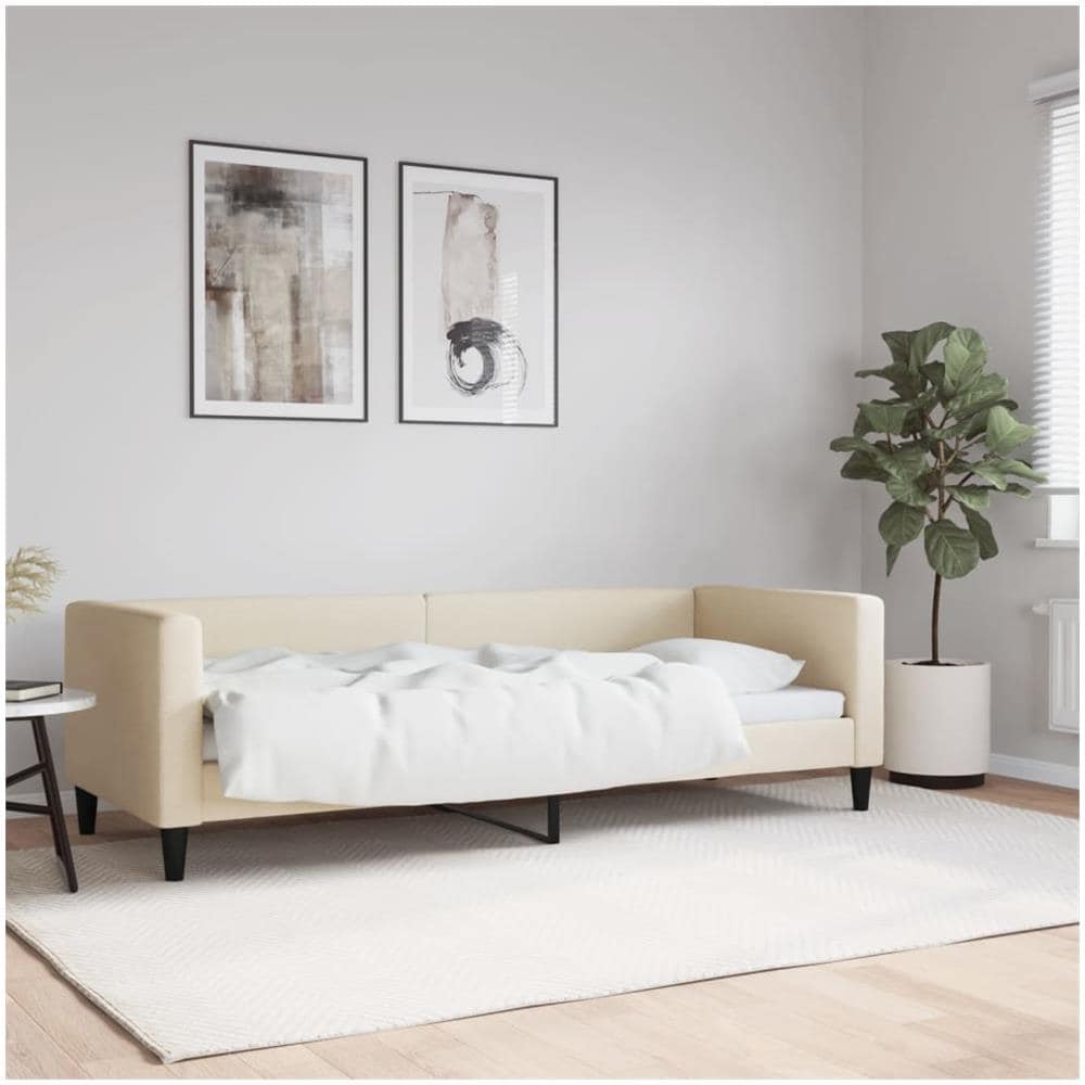 Letto Da Giorno Crema 80x200 Cm In Tessuto - Foto 1
