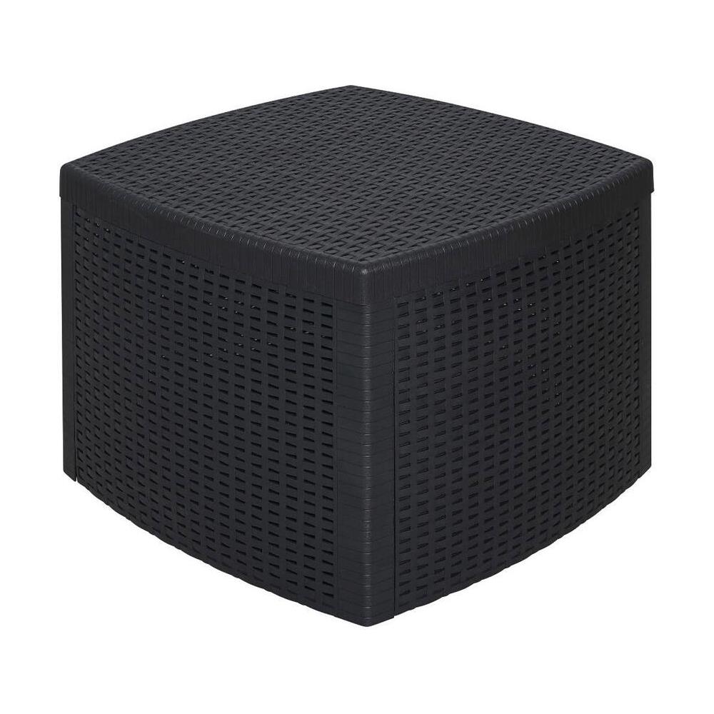 Tavolino da Esterno Faenza, Contenitore Multiuso Basso Effetto Rattan, 53x53h40 cm, Antracite - Foto 4