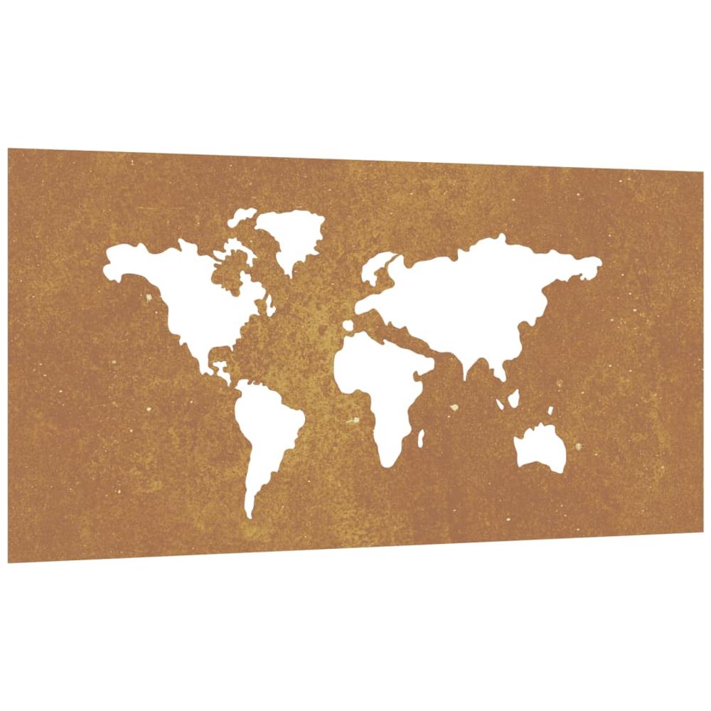 Decorazione Muro Giardino 105x55 Cm Mappa Mondo Acciaio Corten - Foto 2