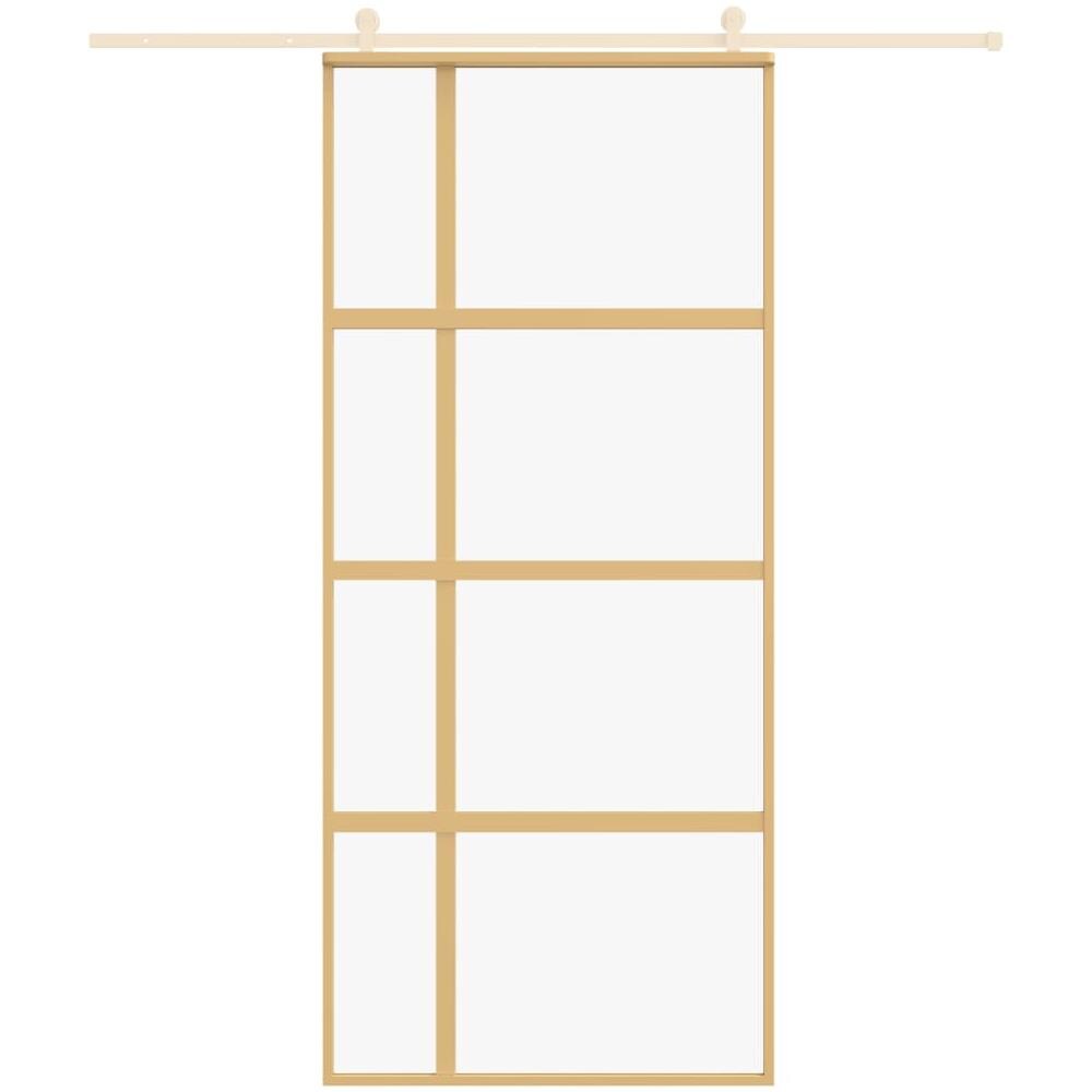 Porta Scorrevole Dorata 90x205 Vetro Trasparente Esg Alluminio - Foto 3