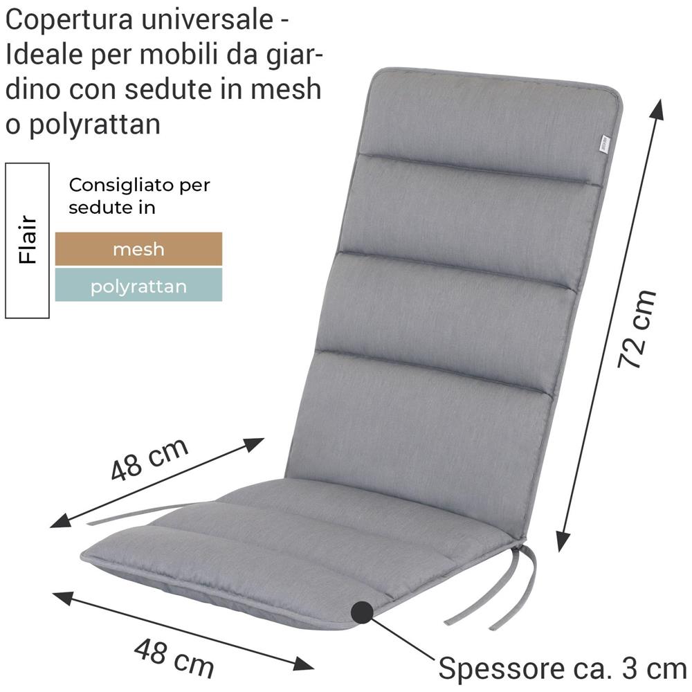 Cuscino per sedia alta FLAIR - 120x48 cm - Grigio Chiaro - Set da 2 - Foto 2