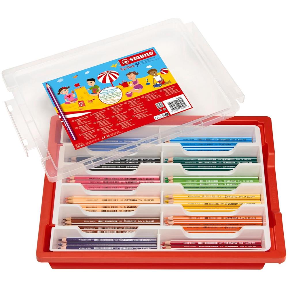 Trio thick - Matita colorata triangolare - School Box da 96 - 12 Colori assortiti - Foto 1