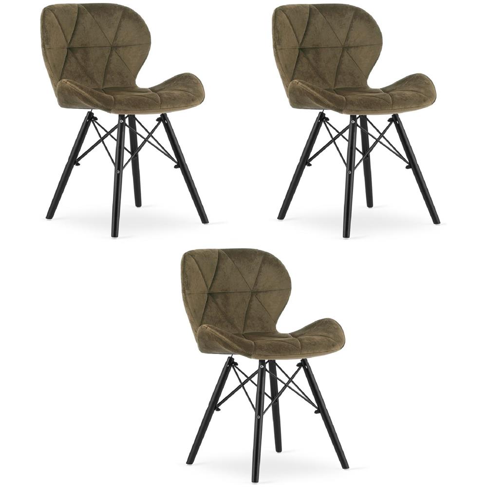 Sedia in velluto WAKO - Design moderno, marrone con gambe nere x 3 - Foto 1