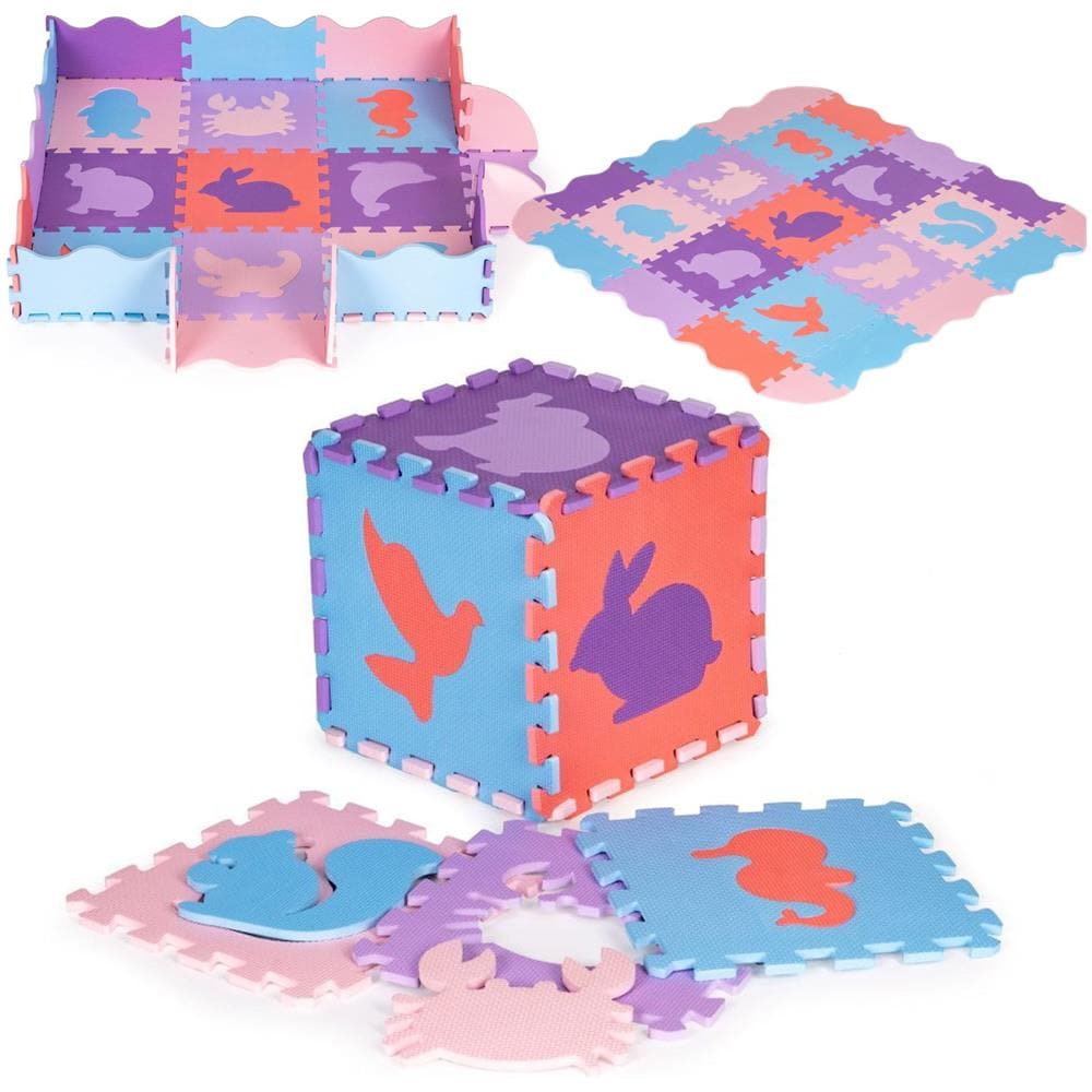 Grande tappetino puzzle educativo in schiuma per bambini e neonati, viola - Foto 1