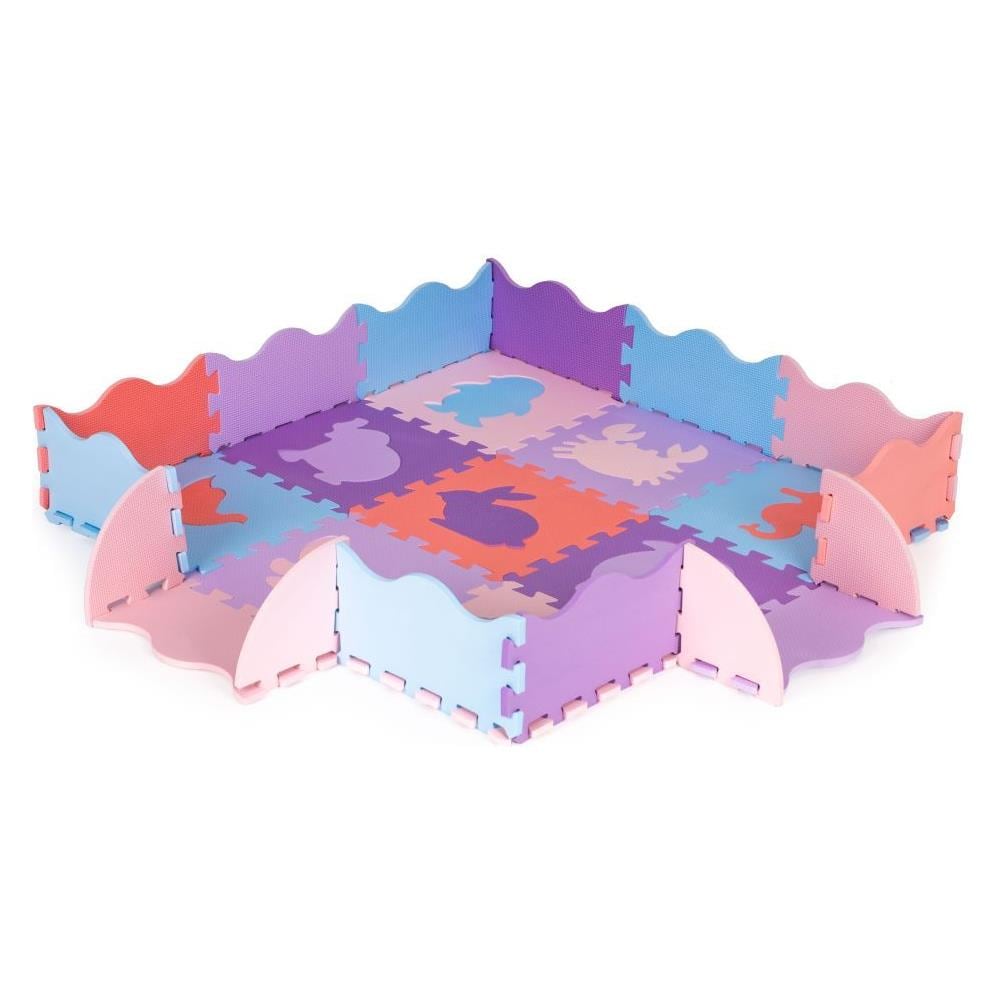 Grande tappetino puzzle educativo in schiuma per bambini e neonati, viola - Foto 4