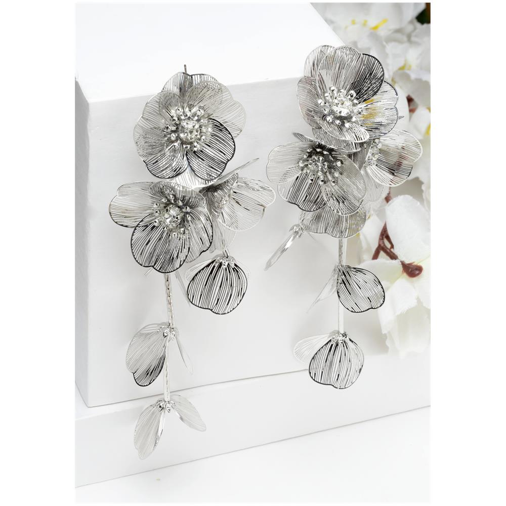 Orecchini con Nappa a Fiore di Cristallo - Foto 2