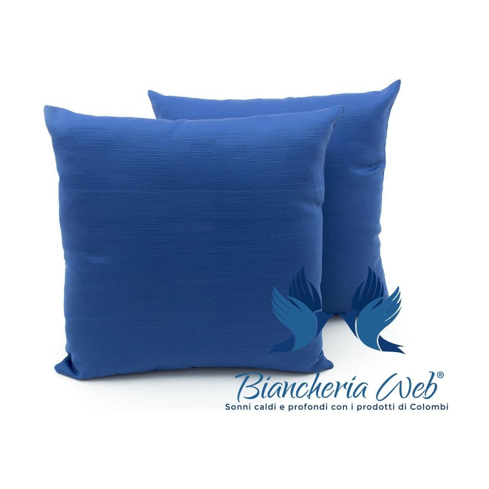 Coppia Cuscini Arredo Imbottiti Tessuto Ottoman In Tinta Unita Colore Bluette 60 40x40 Bluette 60 - Foto 2