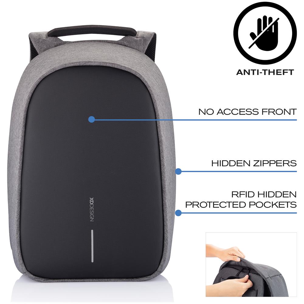 Bobby Hero Small Zaino Antifurto Usb Grigio (borsa Unisex)  - Foto 2