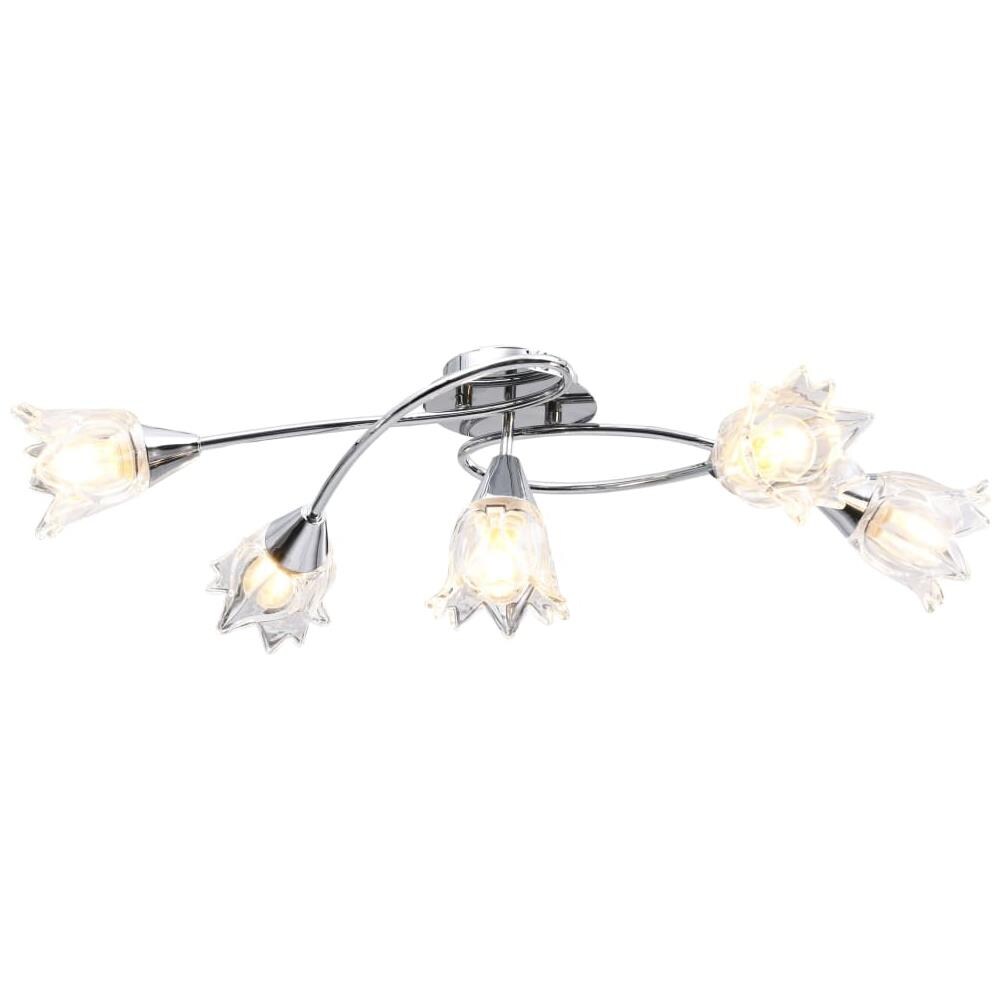 Lampadario Con Paralumi In Vetro Per 5 Lampadine E14 Tulipano - Foto 2