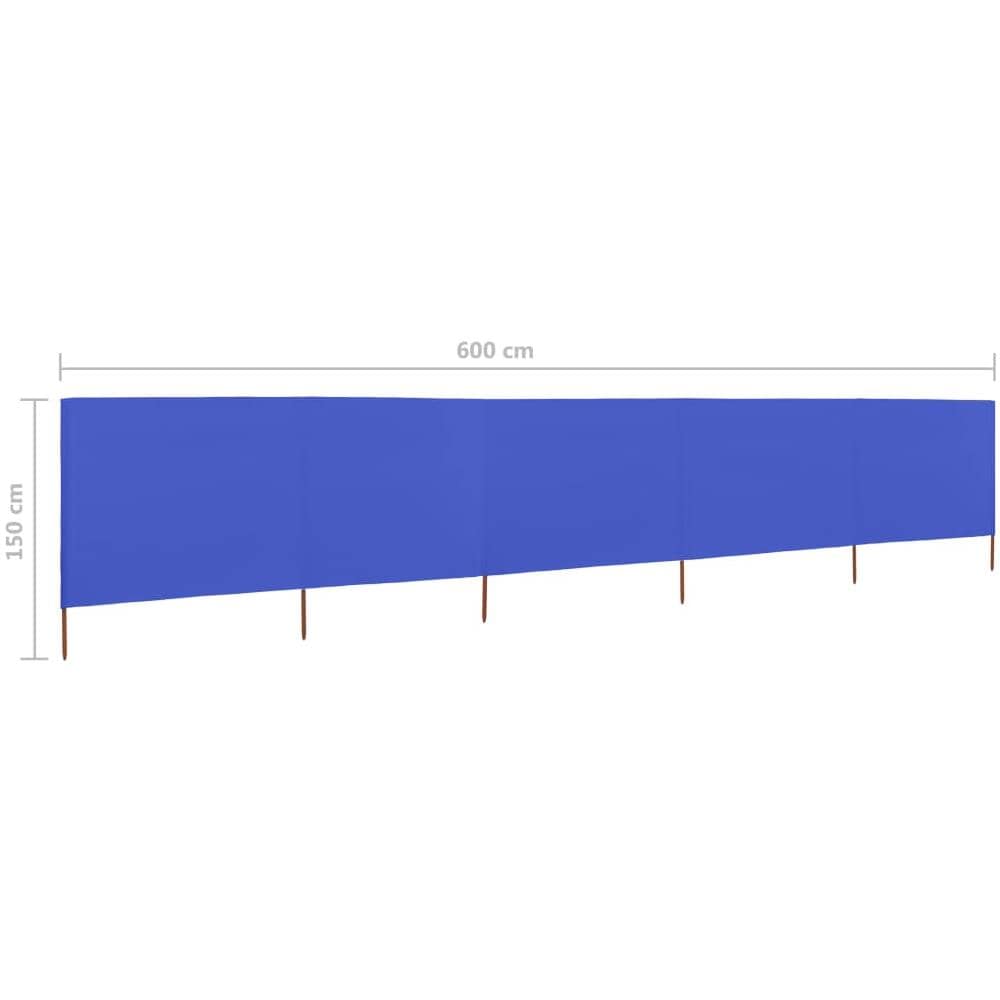 Paravento A 5 Pannelli In Tessuto 600x120 Cm Azzurro - Foto 6