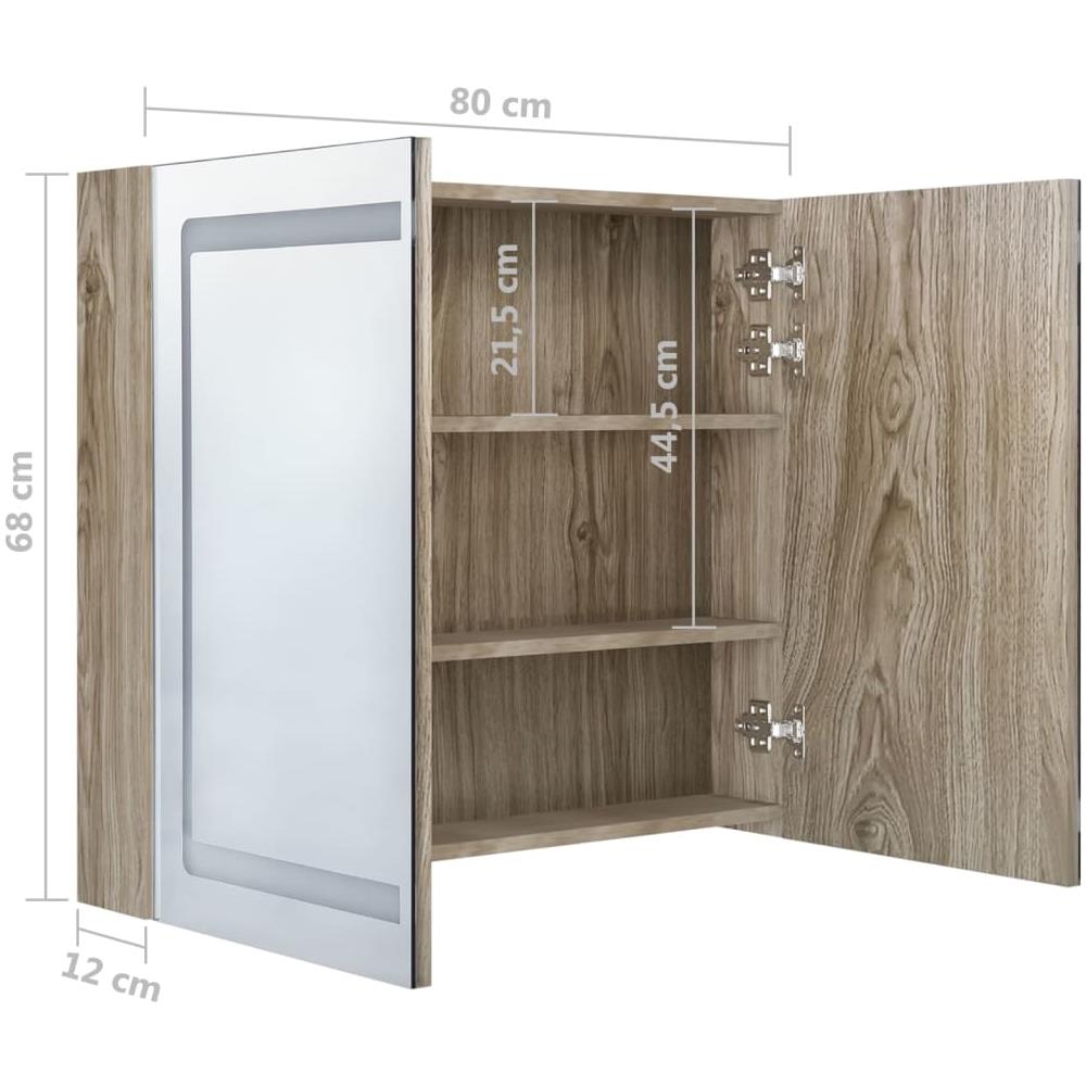 Armadietto Bagno con Specchio e LED Rovere 80x12x68 cm - Foto 8