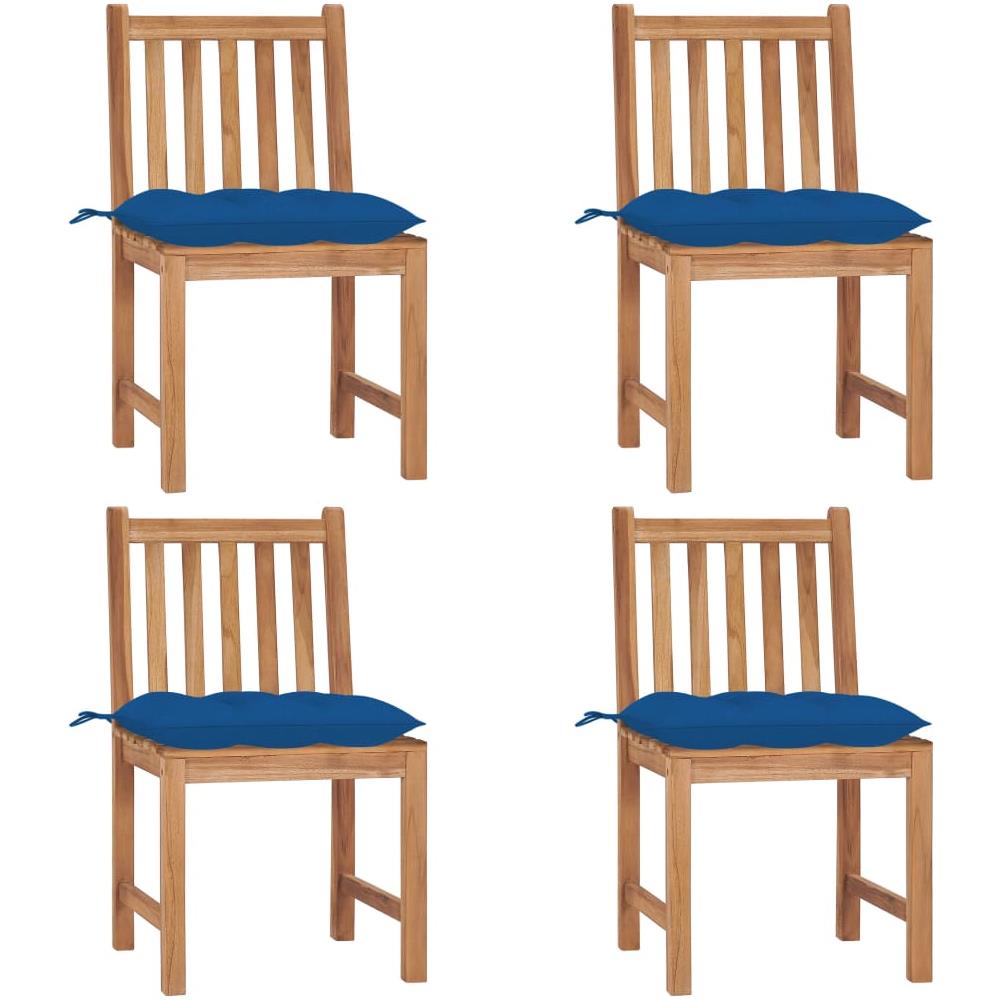 Sedie da Giardino 4 pz con Cuscini in Legno Massello di Teak - Foto 1