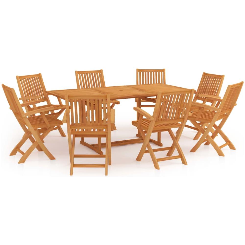 Set da Pranzo da Giardino 9 pz in Legno Massello di Teak - Foto 1