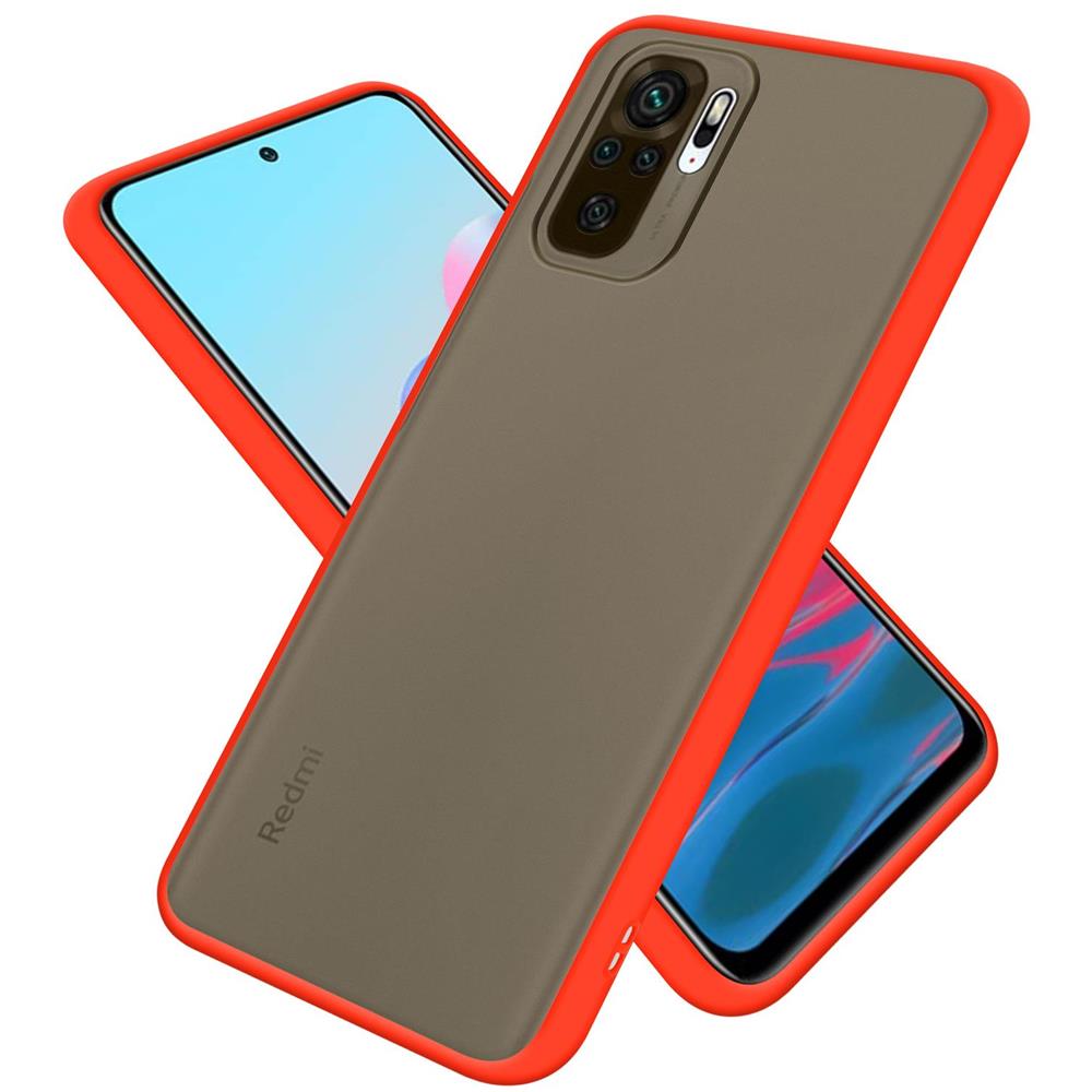 Custodia Compatibile Con Xiaomi Redmi Note 10 In Rosso Opaco - Bottoni Neri - Coperchio Protettivo Ibrido Con Interno In Silicone Tpu E Retro In Plastica Opaca - Foto 1