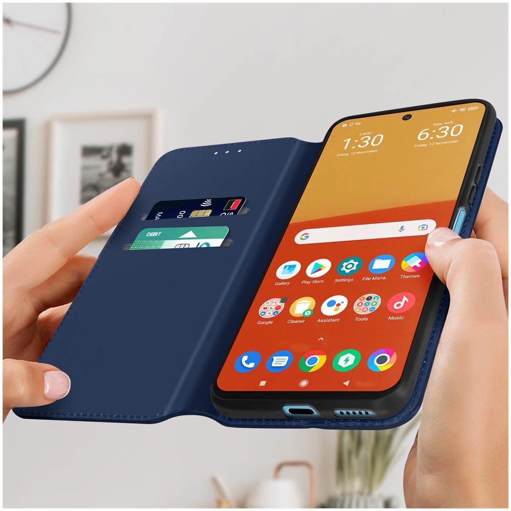 Custodia Xiaomi Poco M4 Pro 4g Portafoglio Funzione Supporto Video Blu - Foto 5