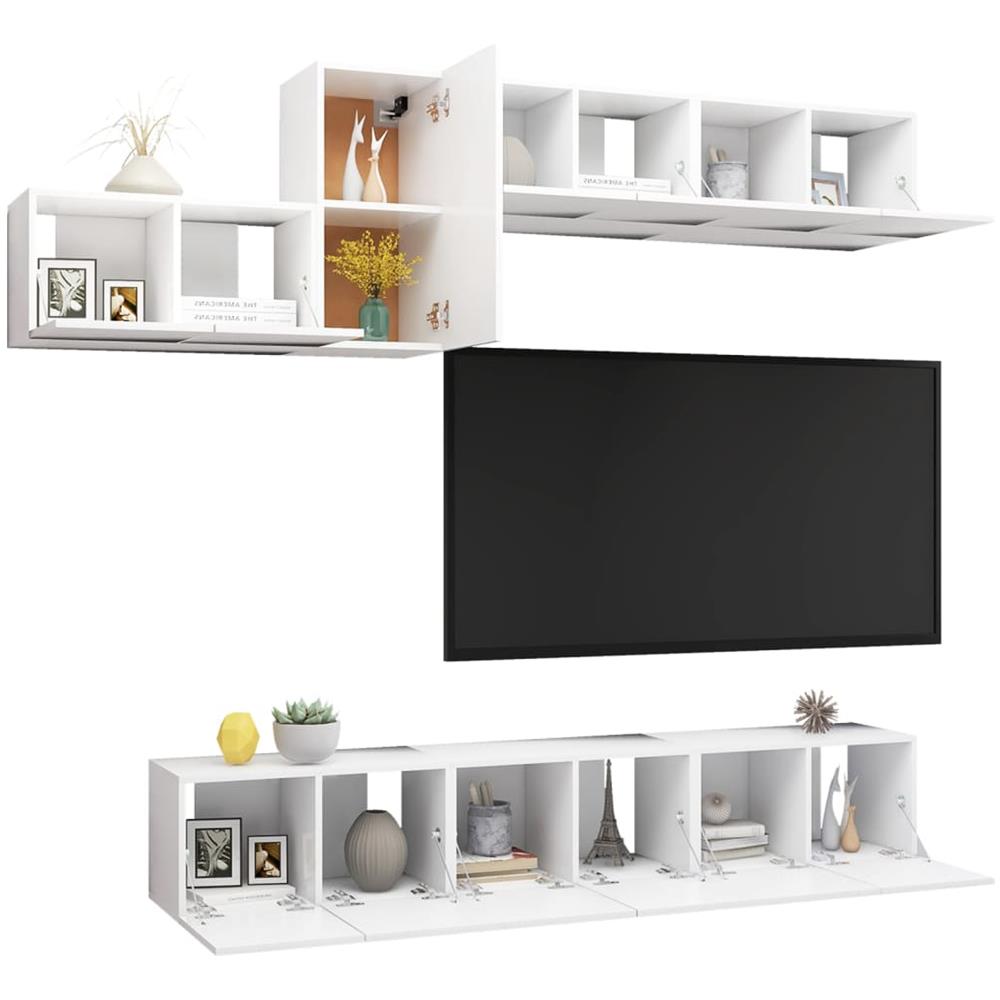 Set Mobili Porta TV 7 pz Bianco in Legno Multistrato - Foto 2