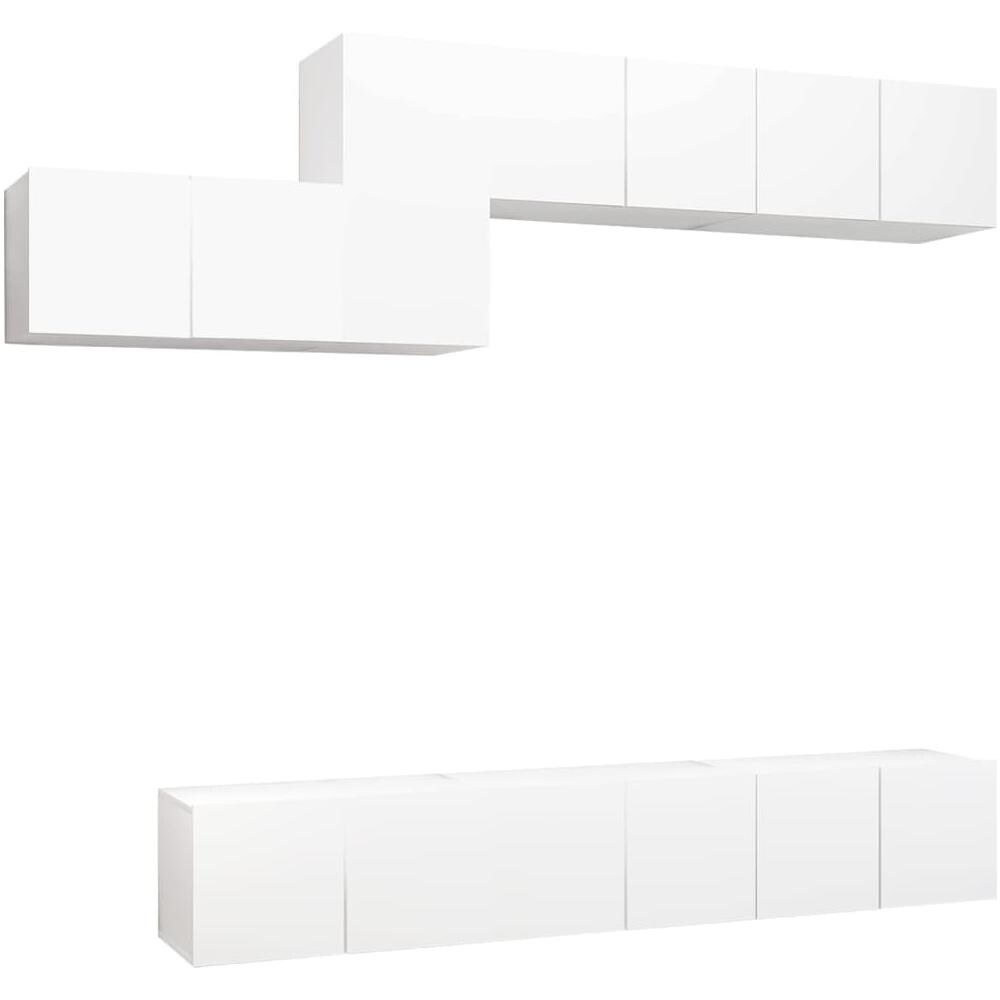 Set Mobili Porta TV 7 pz Bianco in Legno Multistrato - Foto 1