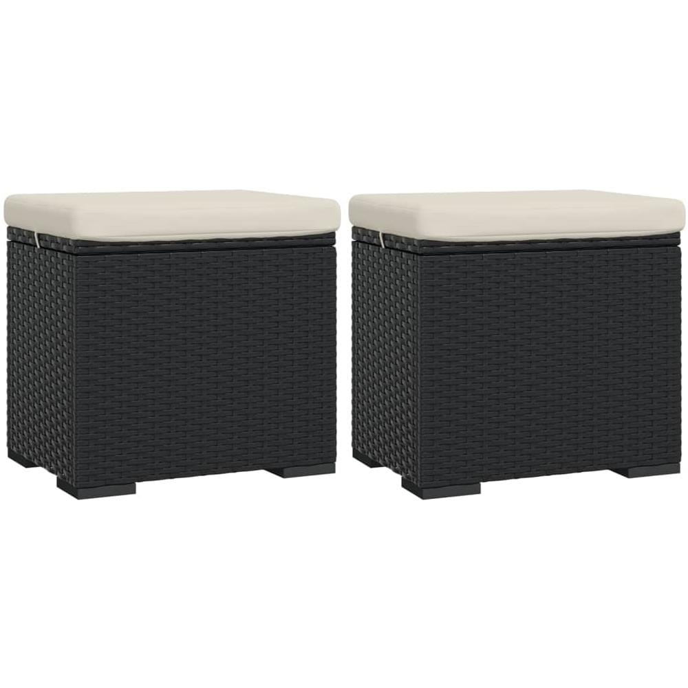 Ottomane Con Cuscini 2pz Nero 40x30x40 Cm In Polyrattan - Foto 2