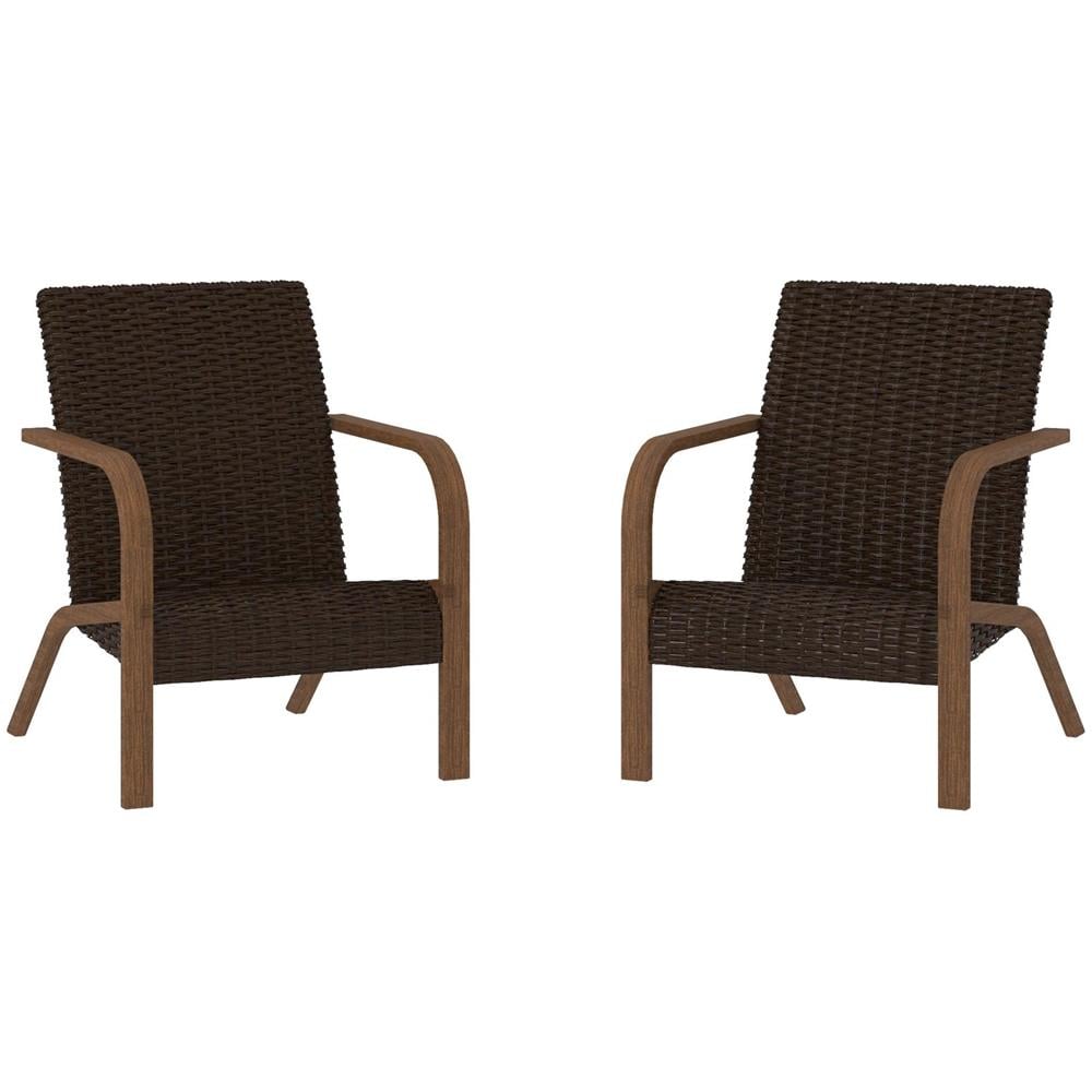 Patio Set Di 2 Poltrone Lounge In Resina Marrone Scuro - Foto 2