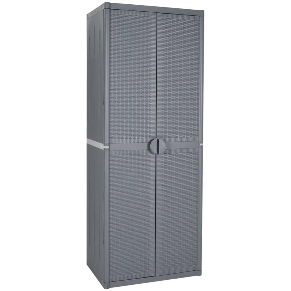 Armadio Da Giardino Grigio 65x45x172 Cm In Rattan Pp - Foto 1