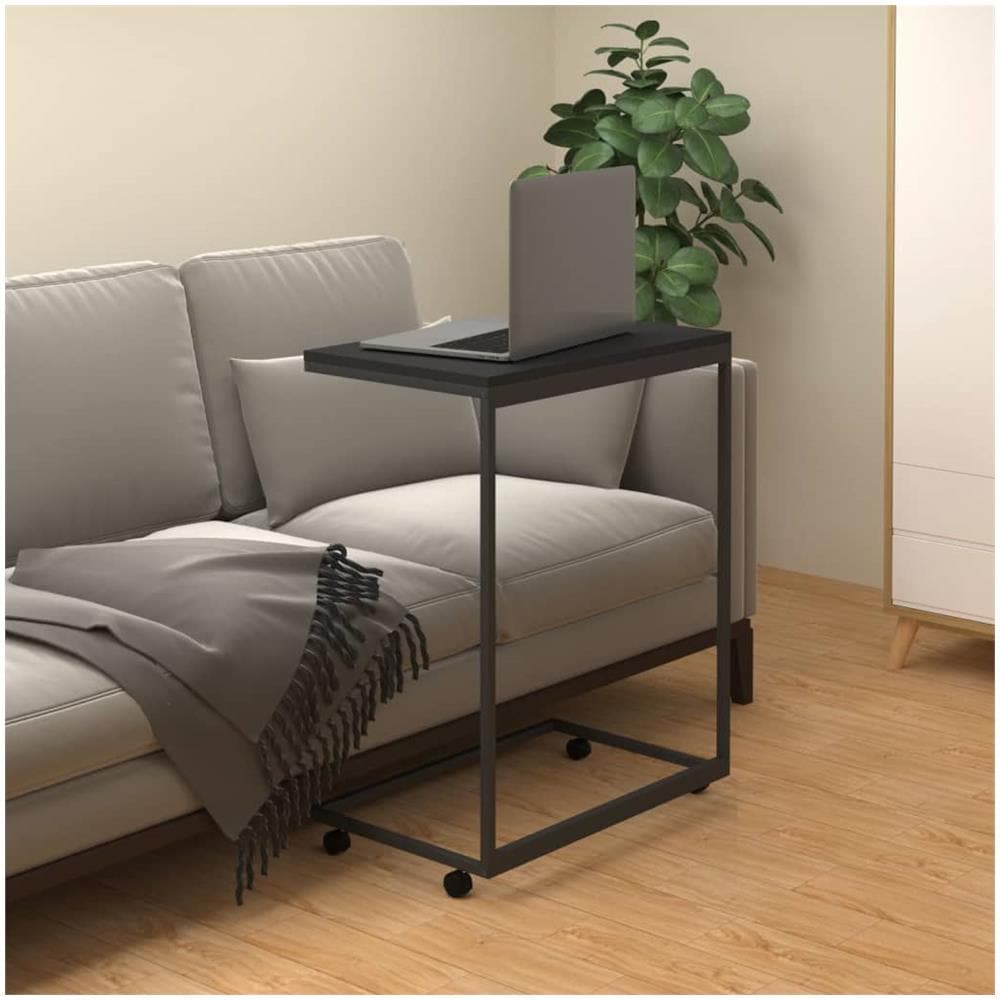 Tavolino Con Ruote Nero 55x35x70 Cm In Legno Multistrato - Foto 1