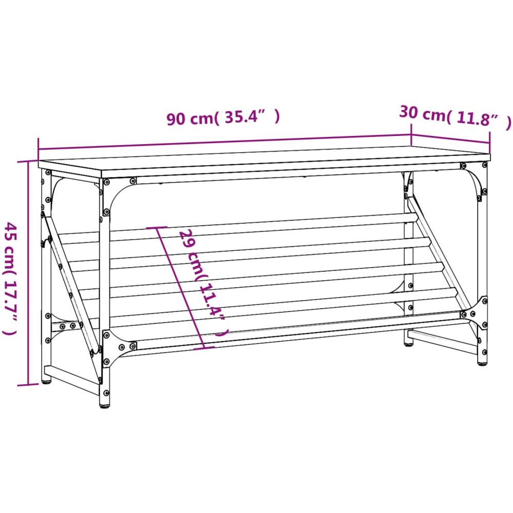 Scarpiera Grigio Sonoma 90x30x45 Cm In Legno Multistrato - Foto 2