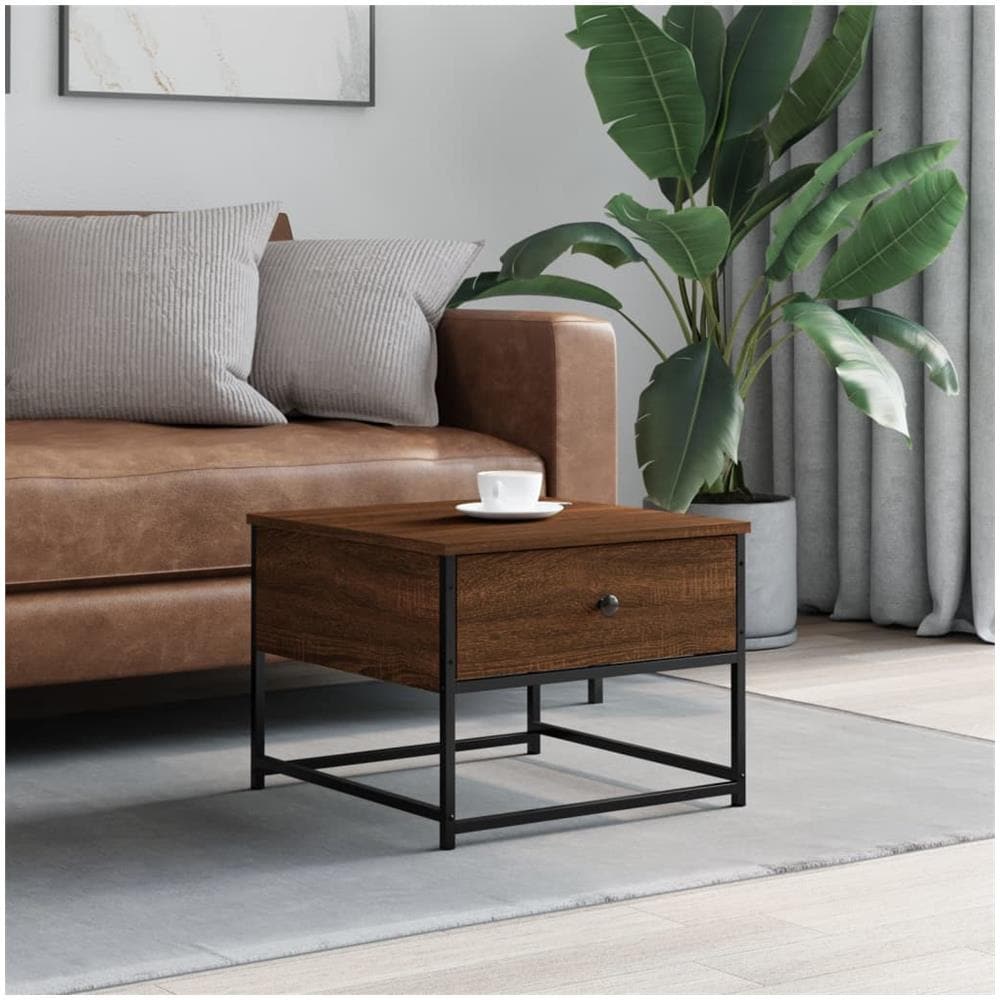 Tavolino Da Salotto Rovere Marrone 51x51x40cm Legno Multistrato - Foto 1