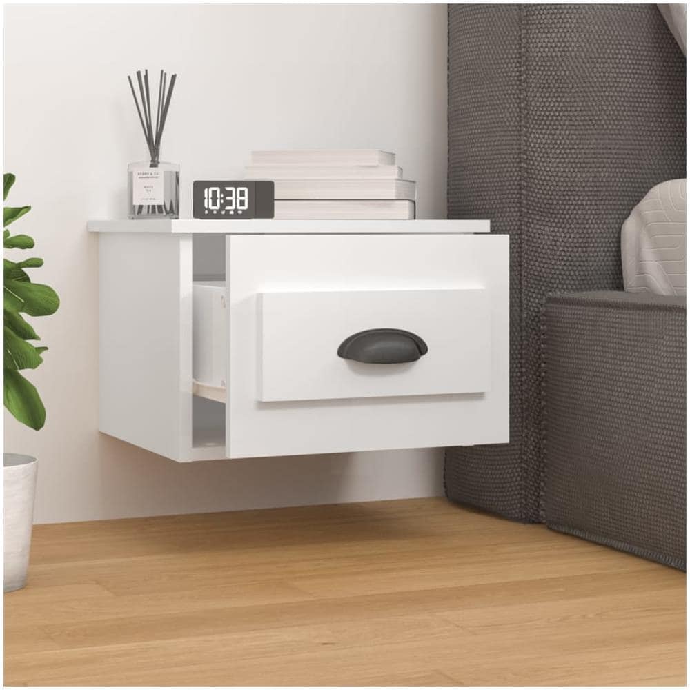 Comodino A Parete Bianco Lucido 41,5x36x28 Cm - Foto 3