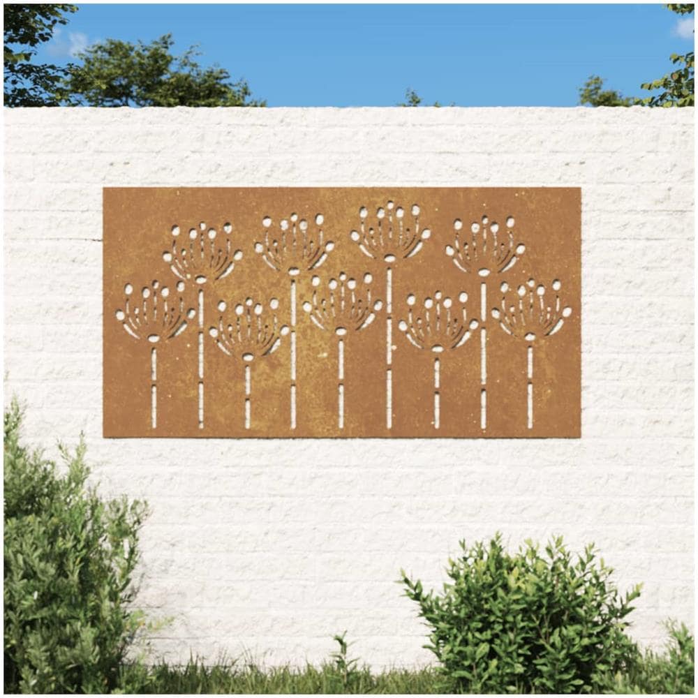 Decorazione Muro Da Giardino 105x55 Cm Fiore In Acciaio Corten - Foto 1