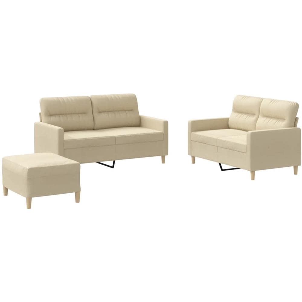 Set Di Divani 3 Pz Con Cuscini Crema In Tessuto - Foto 2