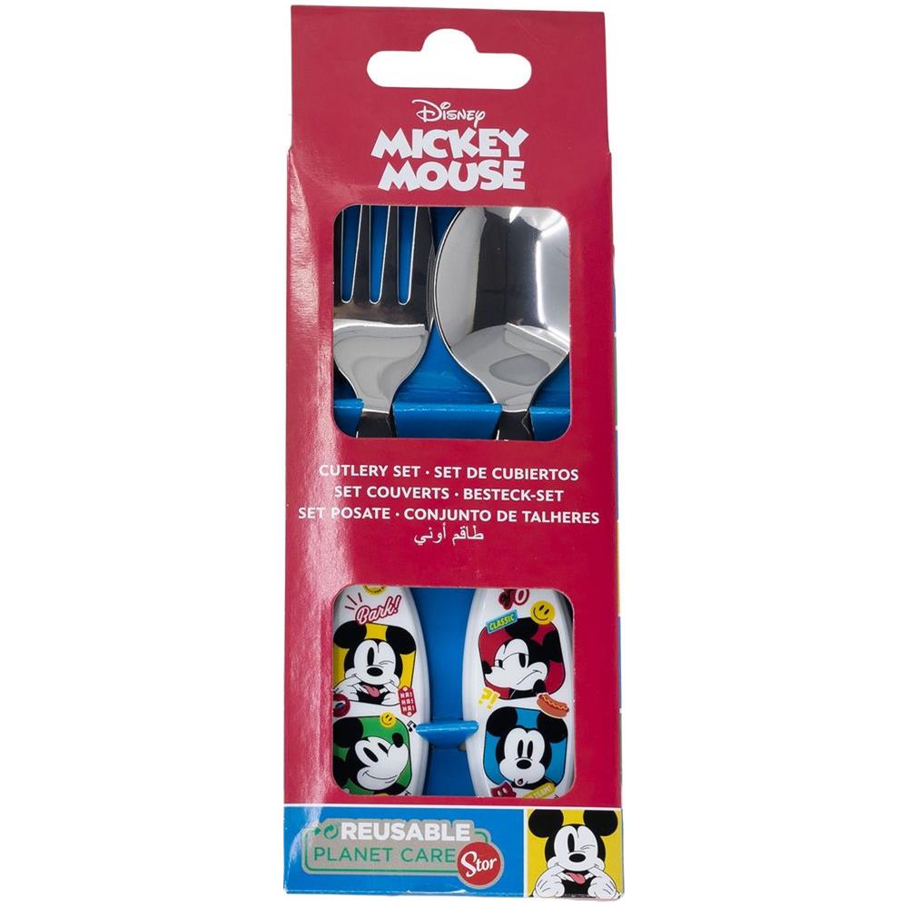 Disney Set 2 Posate Rosso Per Bambini In Acciaio Inossidabile Mickey Mouse Con Punte Arrotondate - Foto 3