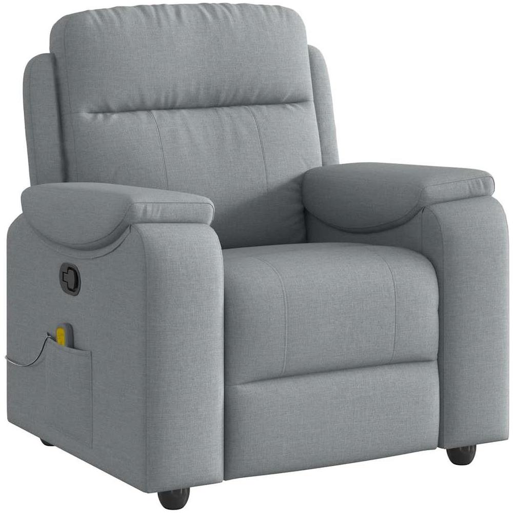 Poltrona Massaggiante Reclinabile Grigio Chiaro in Tessuto - Foto 1