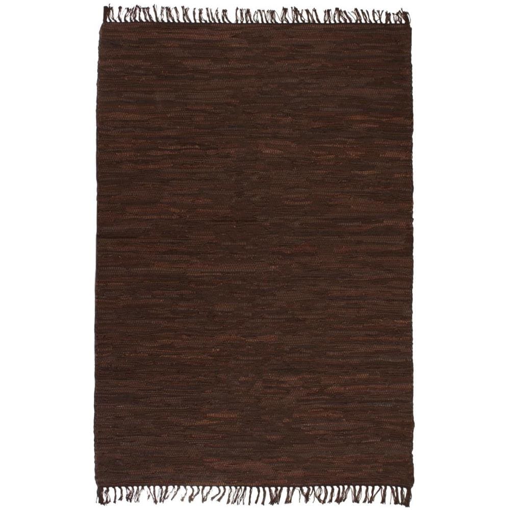 Tappeto Chindi Tessuto A Mano In Pelle 120x170 Cm Marrone - Foto 1