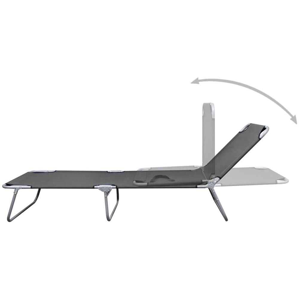 Lettino Prendisole Pieghevole con Schienale Regolabile Grigio - Foto 2