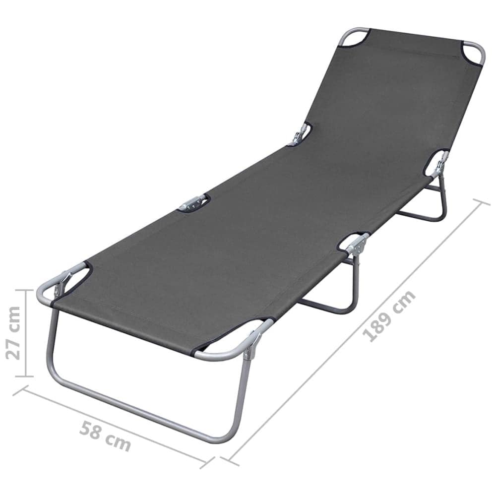 Lettino Prendisole Pieghevole con Schienale Regolabile Grigio - Foto 6
