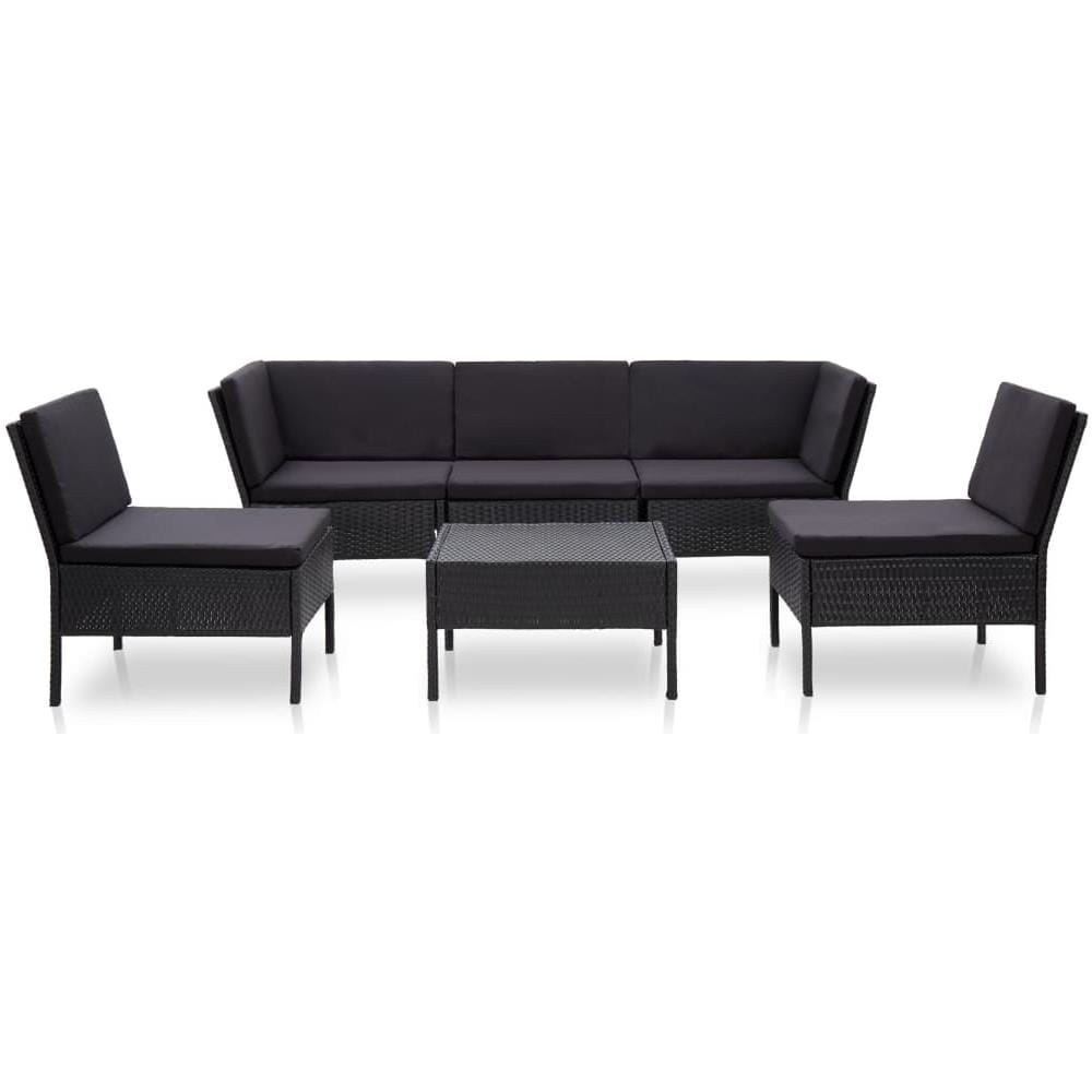 Set Divani Da Giardino 6 Pz Con Cuscini In Polyrattan Nero - Foto 2