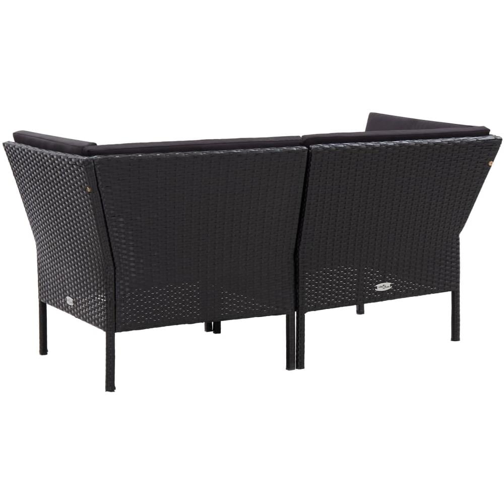 Set Divani Da Giardino 6 Pz Con Cuscini In Polyrattan Nero - Foto 3