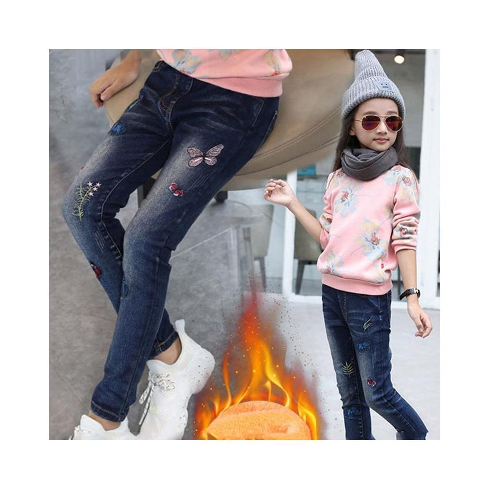 SLOWMOOSE - Jeans Strappati Invernali, Pantaloni Stampati E Casual,  Addensati Caldi Per Le Ragazze Dei Bambini [ pile 014 / 8t] - ePRICE