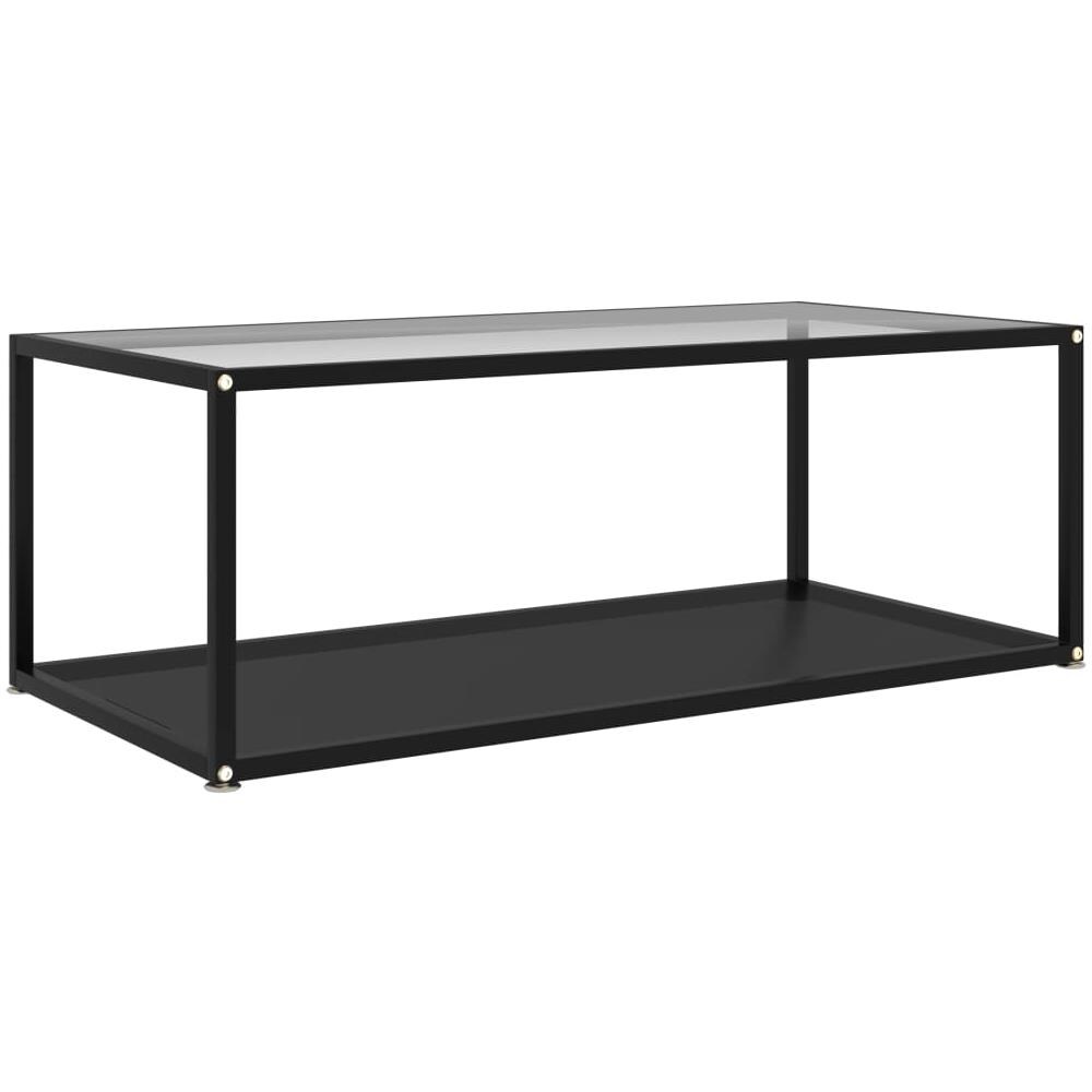 Tavolino Da T Trasparente E Nero 100x50x35 Cm Vetro Temperato - Foto 1