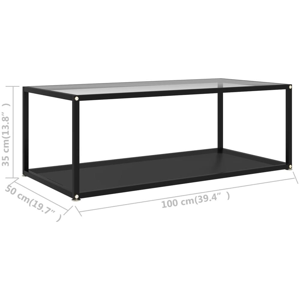Tavolino Da T Trasparente E Nero 100x50x35 Cm Vetro Temperato - Foto 5