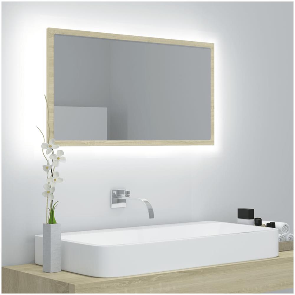 Specchio da Bagno LED Rovere Sonoma 80x8,5x37 cm in Acrilico - Foto 1