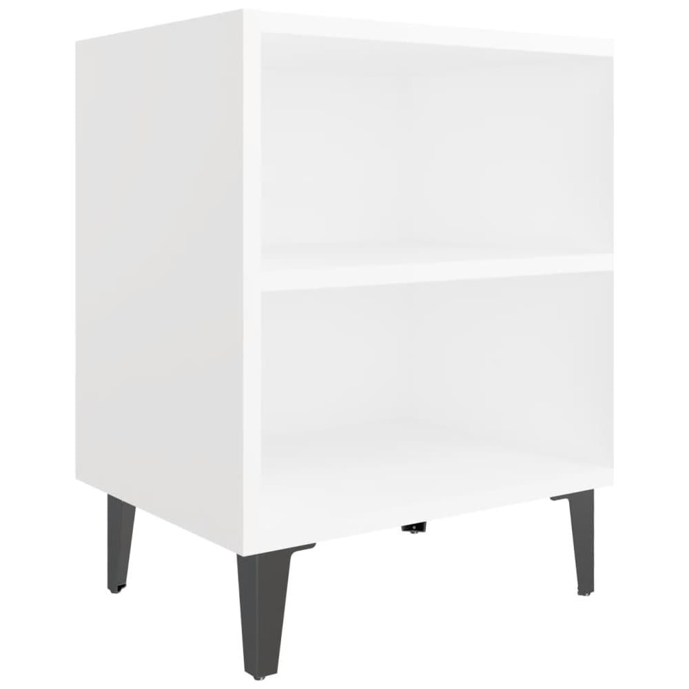 Comodino con Gambe in Metallo Bianco 40x30x50 cm - Foto 1