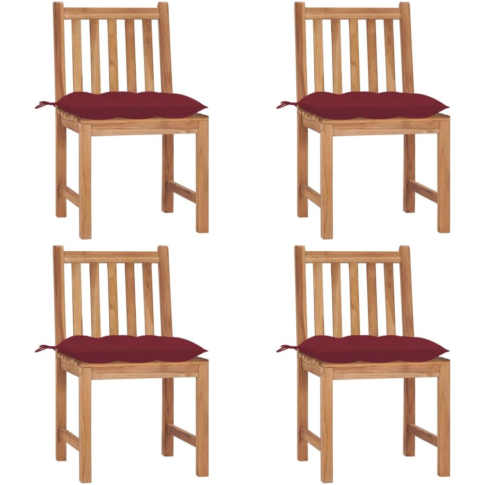 Sedie da Giardino 4 pz con Cuscini in Legno Massello di Teak - Foto 1